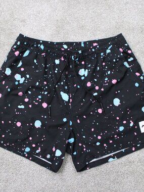 Not Dead Yet NDY Goat Shorts Mens XL Black Space Print 6" Stretch Drawstring
